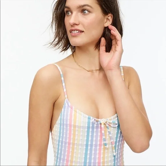 NWT J. crew size rainbow gingham one piece swim suit style AU926